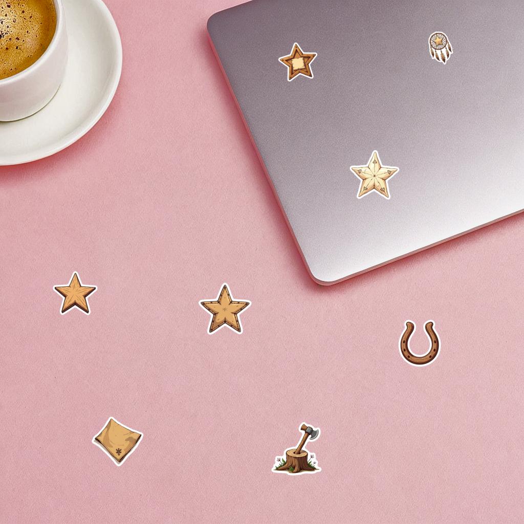 35pcs-150pcs Western Western Decals Vintage Star Star Sticker Pack Cowboy Stickers For Phone Laptop