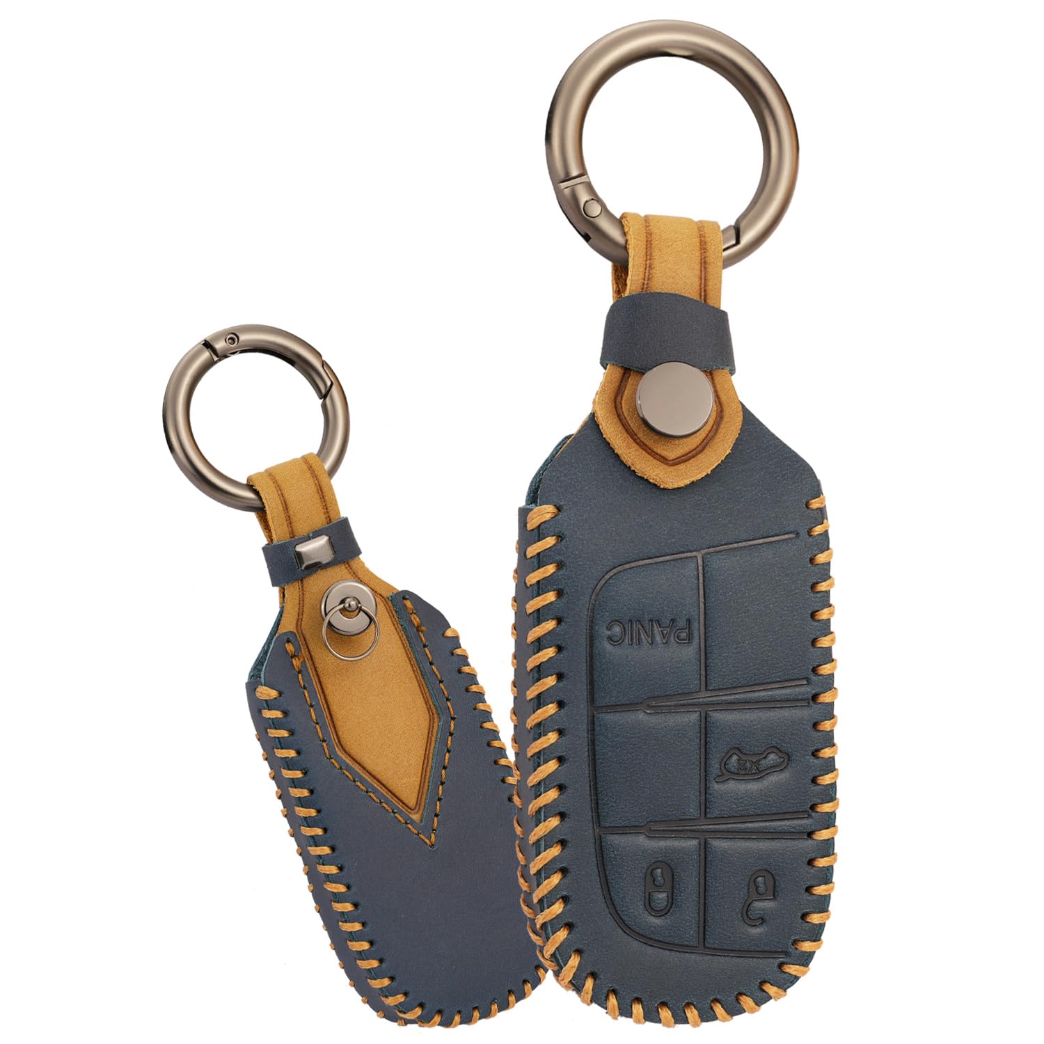 

[TECART] Чехол для ключа Jeep, Keyal, Натуральная кожа, Полная защита, Брелок, Подходит для Jeep, Dodge Chrysler, синий