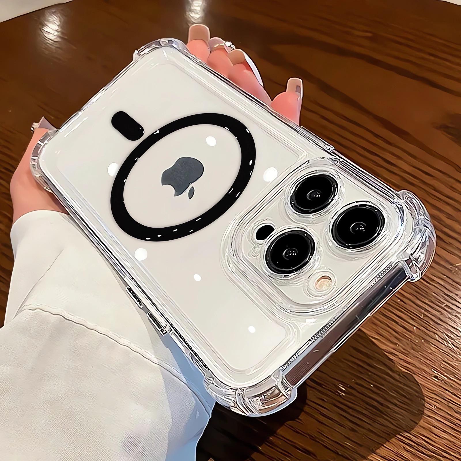 iPhone 17 Pro Max Magnetic Full-Wrap Anti-Drop Silicone Case with Airbag Corners, compatible with iPhone 15, 16, and 13. 13 чёрный