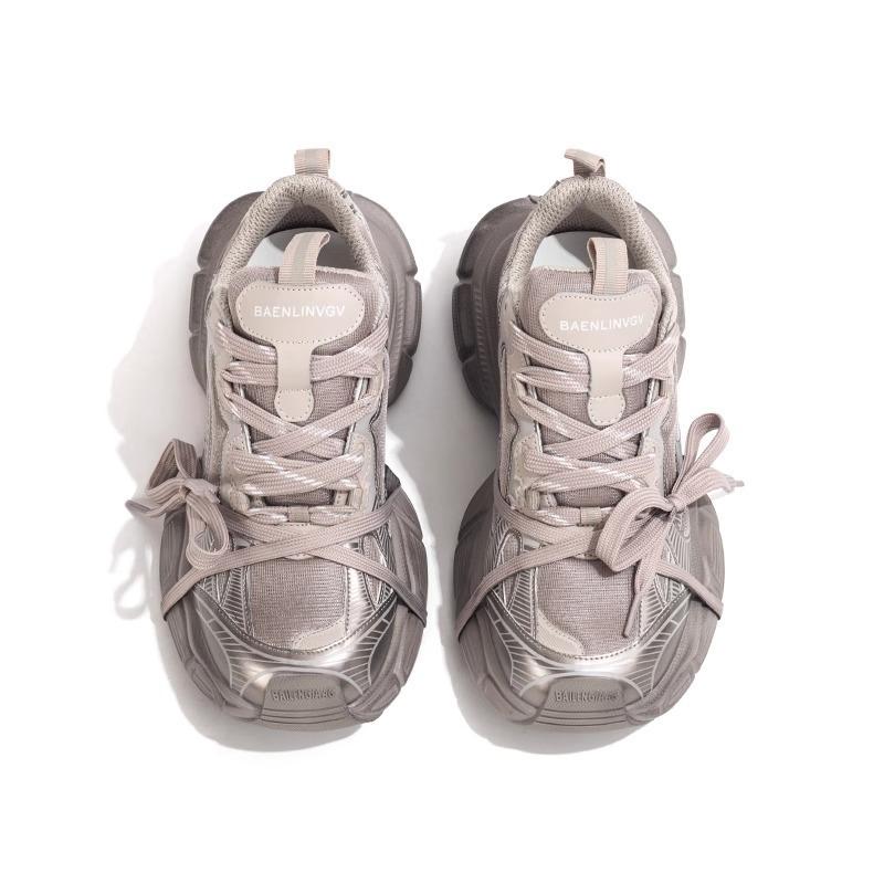 Fashion Platform Dad Shoes Women's Lightweight and Versatile Straps Gray Heightening Sports and Leisure Shoes Women