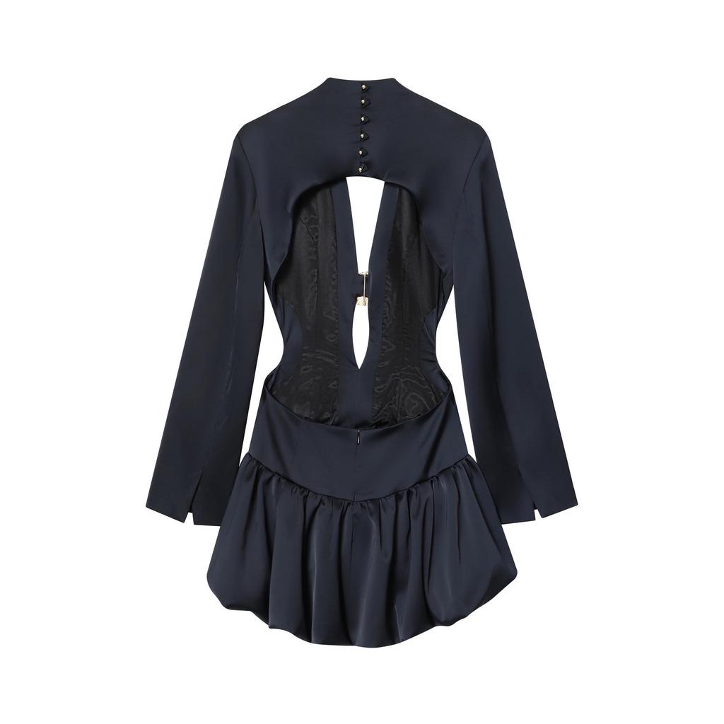 European and American Women's Fashion Casual Balloon Silhouette Mini Dress