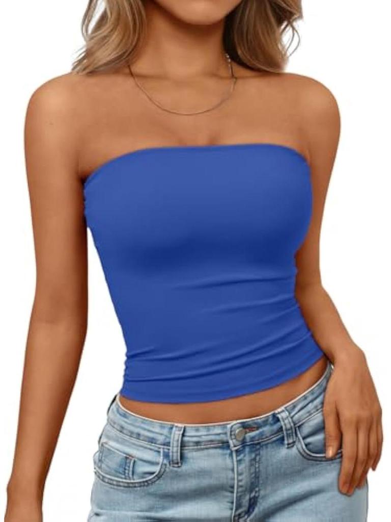 Damen Bandeau gerafftes Crop-Top - Lässig, Vielseitig, Eng anliegend