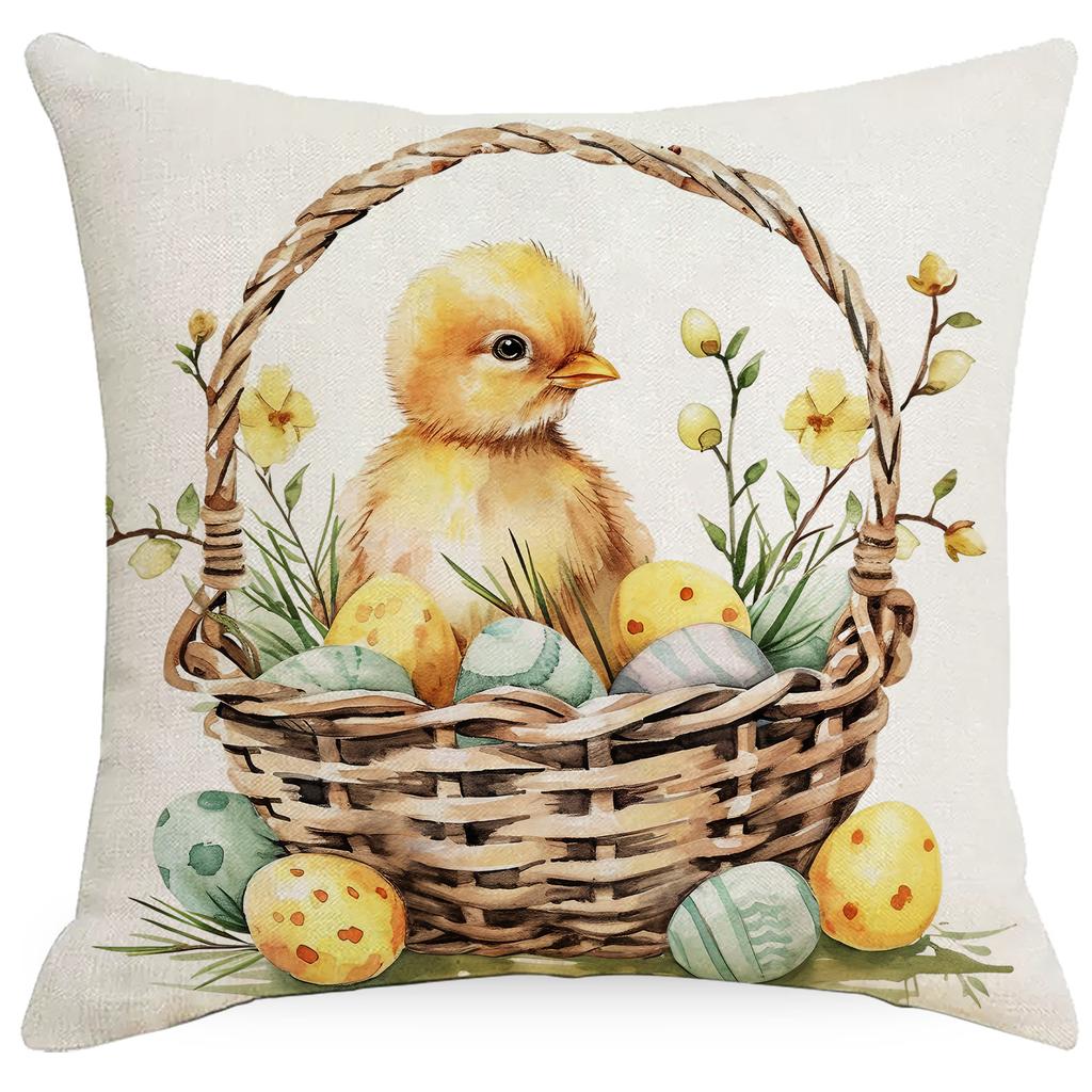 New Easter Pillowcase Country Cartoon Rabbit Easter Egg Pillowcase Sofa Cushion Pillowcase