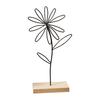 Scandinavian Style Wall Decor Nordic Wrought Iron Decoration, 3D Hollow Flower Ornament with Wood Base, Modern Farmhouse Handcrafted Figure for Living