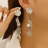 Vintage Metal Round Long Pendant Earrings for Women Personality Gold Color Disc Tassel Dangling Earrings Jewelry Accessories