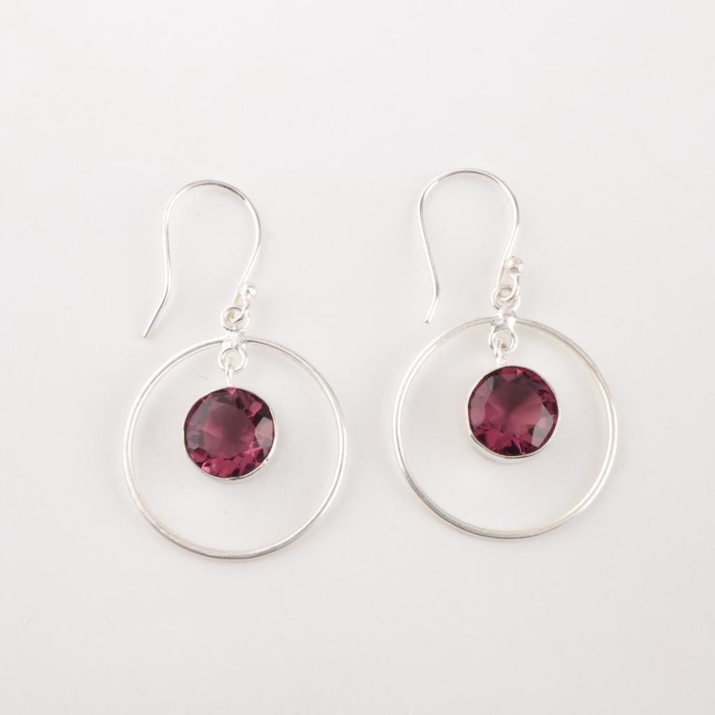 Rhodolite Gemstone 925 Sterling Silver Jewelry Handmade Earrings 1.60" For Gift EE-5-42