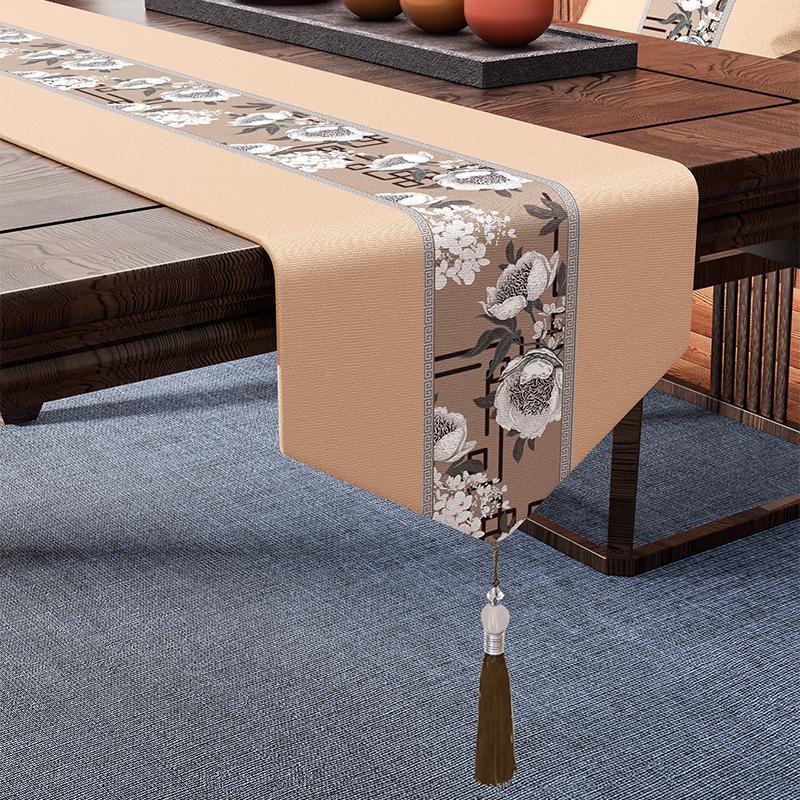 Chinese Style Coffee Table Table Flag Parlor Meal Tables Tassel Pendant Tea Waterproof High-end Long Tea Mat Cover Cloth