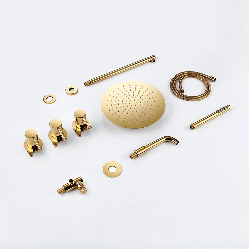 Bathroom Shower Faucet Set Bathroom Mixer Tap Bathtub With Brass Rainfall Headshower Handshower Hot Cold Spout 3 Way Diverter