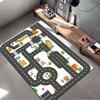 Kids' Playful Street Map Rug Non-slip Rug Suitable for Living Room and Bedroom Sofas.
