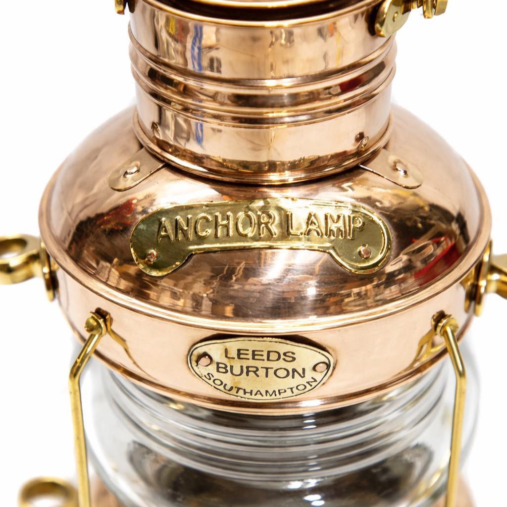 Vintage Brass Copper Anchor Ship Lantern Nautical Kerosene Lamp Maritime Coastal Decor Marine Collectible