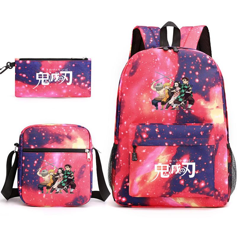 Anime Ghost Destroyer Blade Three-piece School Bag Small Shoulder Pencil Bag Primary and Secondary School Students Backpack
