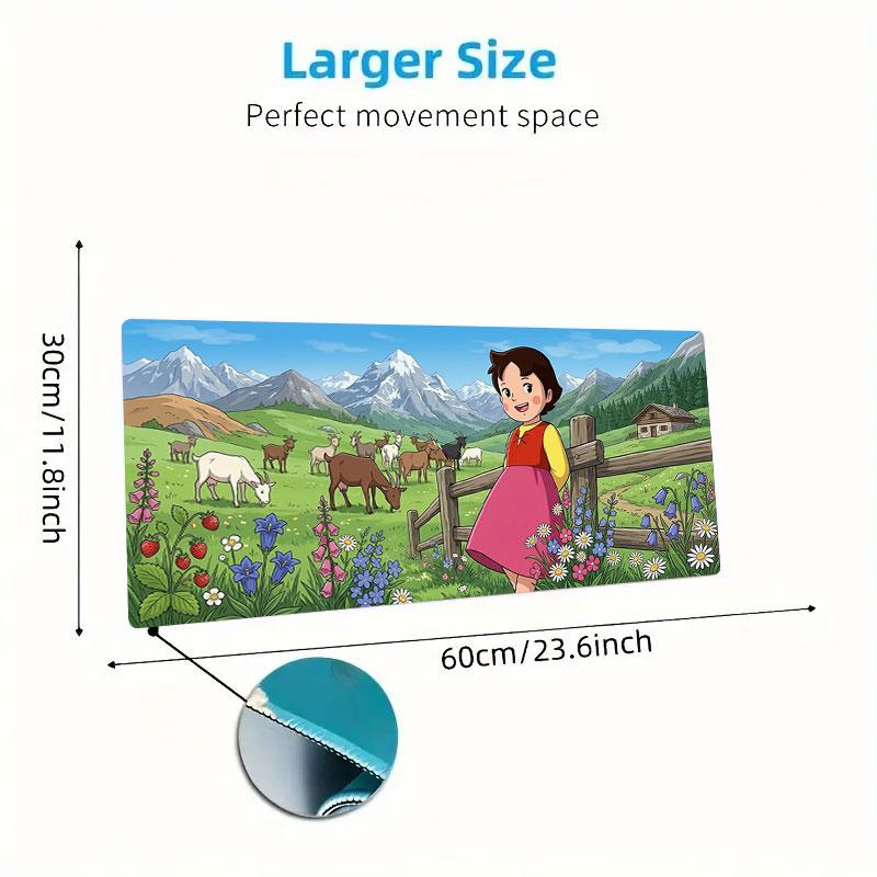Heidi Alps Cartoon Large Size Mouse Pad Large Gaming Table Cushion Non-slip Laptop Tablet Big Mousepad XXL Mat Mini PC Playmat With Lock Edge