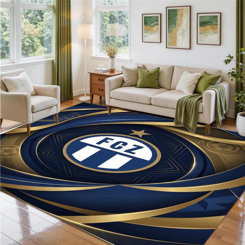 FC Zürich Design Crystal Velvet Rug Soft Decorative Mat for Bedroom Entrance