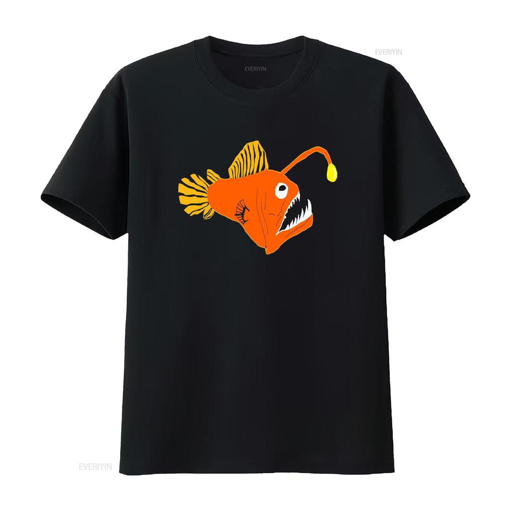 Anglerfish Deep Sea Creatures Angler Fish Monster T Shirt Vintage Designer Clothes Stretched Casual Unisex Fashion
