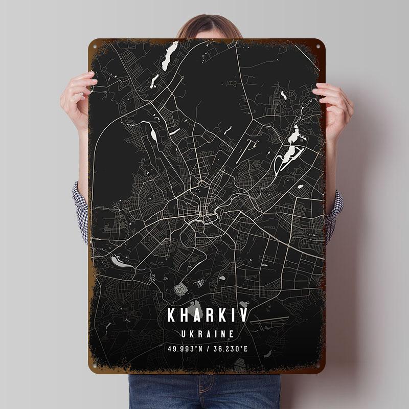 Kharkiv Ukraine Tinplate Posters Customizable Wall Art Retro Vintage Metal Signs for Home Room Custom Plate Bedroom Decorations 20X30CM