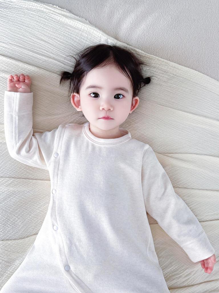 Infant Autumn Long-Sleeve Sleeveless Diagonal Collar Bodysuit Pajamas, Warm & Close-Fitting, Spring Class A