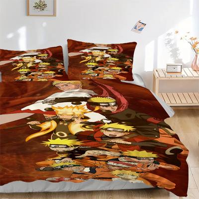 N-Narutos Evolution Print 3Pcs Bedding Setduvet Cover With 2 Bedropillowcase Home Birthday Gift