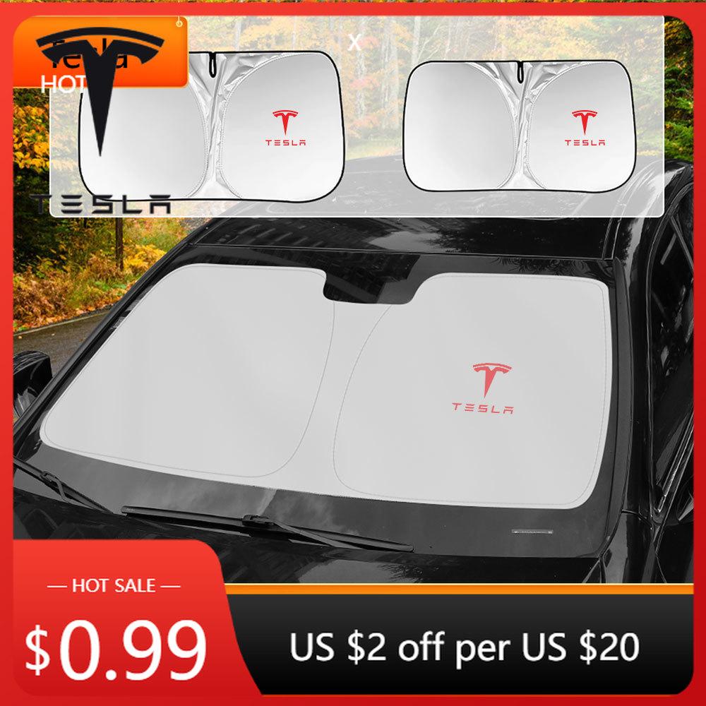Car Sticker Tesla Car Front Windshield Sun Visor Foldable Sun Shade Cover for Tesla Model Y Model 3 2017-2023/MODEL3 Highland 20