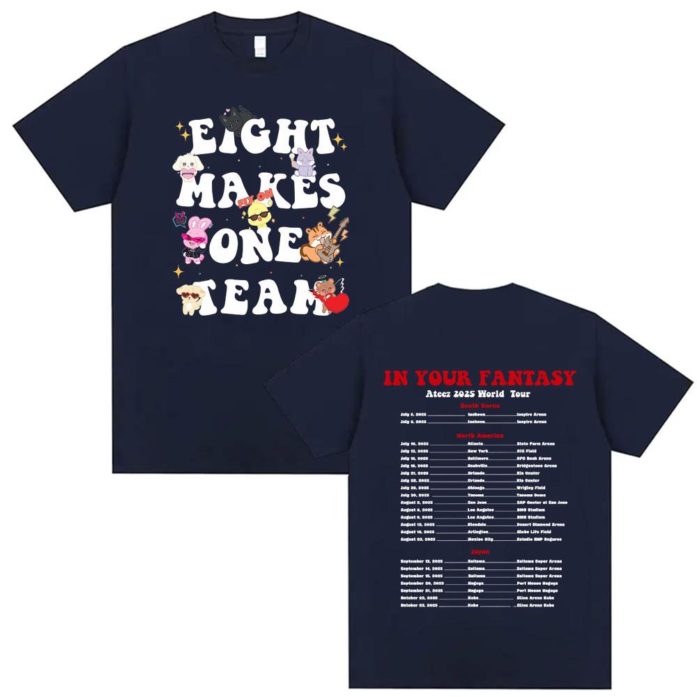 Kpop Ateez in Your Fantasy 2025 World Tour Tee Shirt for Men Harajuku Hip Hop 100_ Cotton T-shirt Fashion Hombre Comfort T Shirt