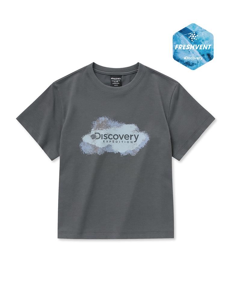 DISCOVERY EXPEDITION Freshvent Women'S Crop Washed Graphic Short Sleeve T-Shirt (D/Grey)