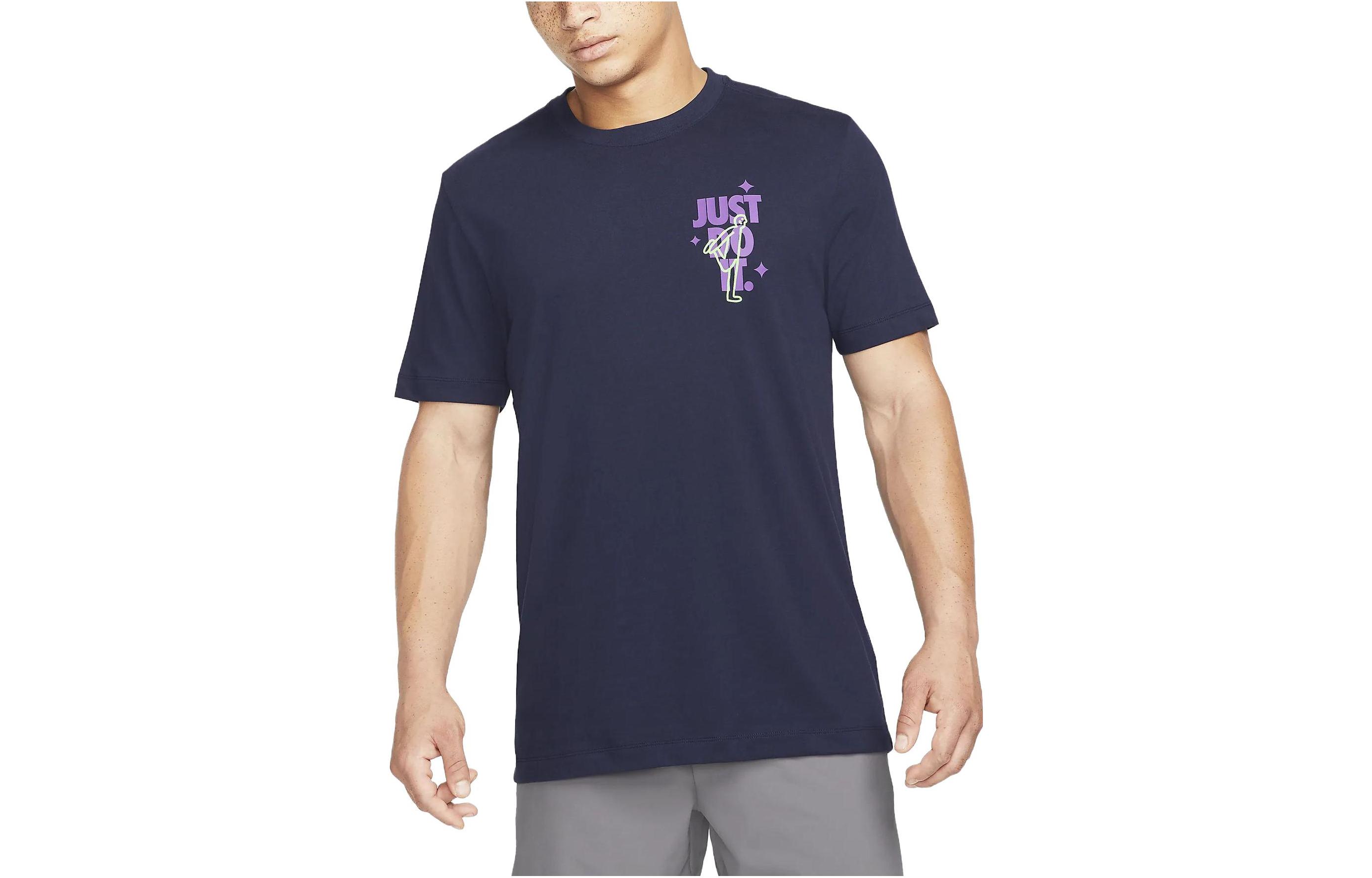 

Nike T Shirts Men s Blue Crew Neck Moderate Straight Fit DM5680-498 XL