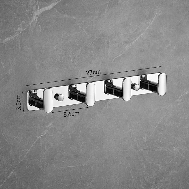 Chrome Wall-Mounted Four-Row Hook Rack