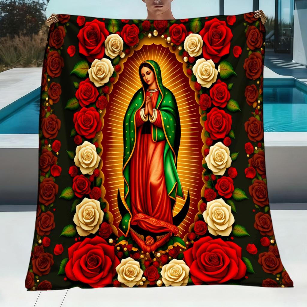 Immaculate Heart of Mary Print Decorative Throw Blanket for Sofa, Bed, Home Decor, Office, Travel, and Unique Gift