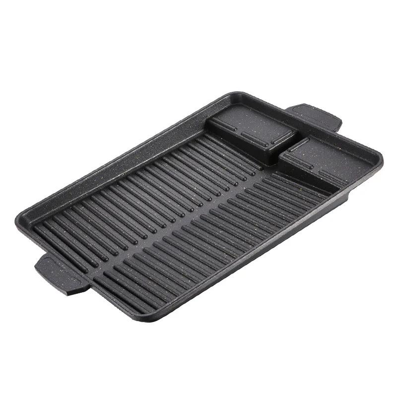 BBQ Grill Pan Plate 11 X 16cm Portable Non-Stick Coating Butane Gas Stove Cooker Plate Rectangle Korean Barbecue Plate