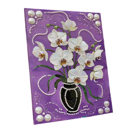 Faux Pearl Painting DIY Intuitive Craft Flower Pattern Kit Easy Painting with Pre-Printed Canvas C