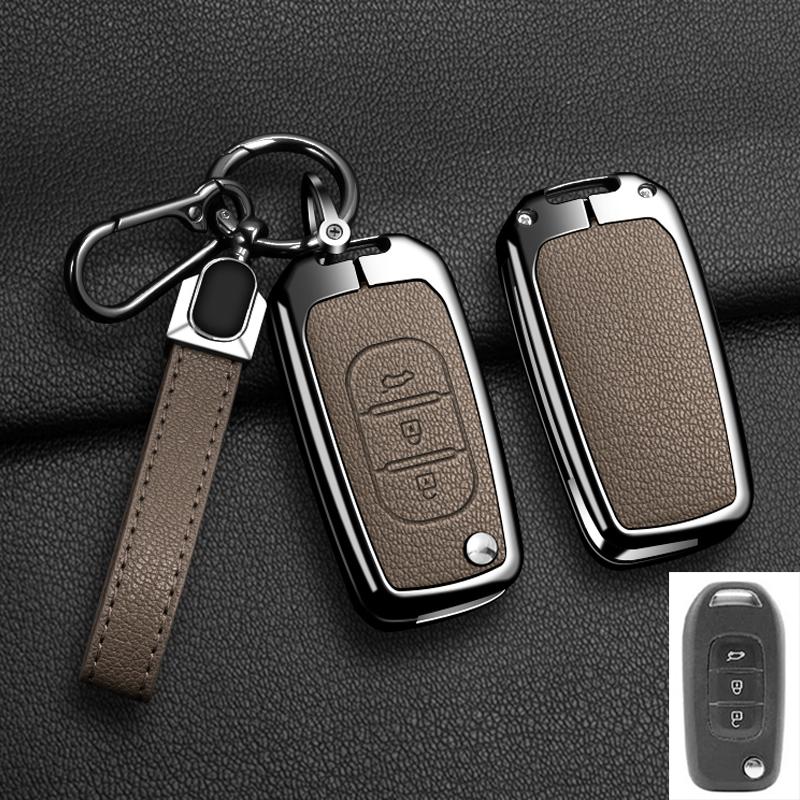Car Flip Key Case Cover For Renault Kadjar Captur Megane Sandero Stepway Logan Clio 5 Arkana Zinc Alloy Leather Protec Keychain