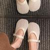 Hollow woven bag head half slippers women's summer wear 2025 new flat-bottomed breathable one-pedal hole shoes sandals