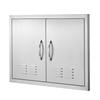 BBQ Access Door, 762x533 Mm Double Outdoor Kitchen Door, Stainless Steel Flush Mount Door, Wall Vertical Door with Handles and Vents, for BBQ Island,