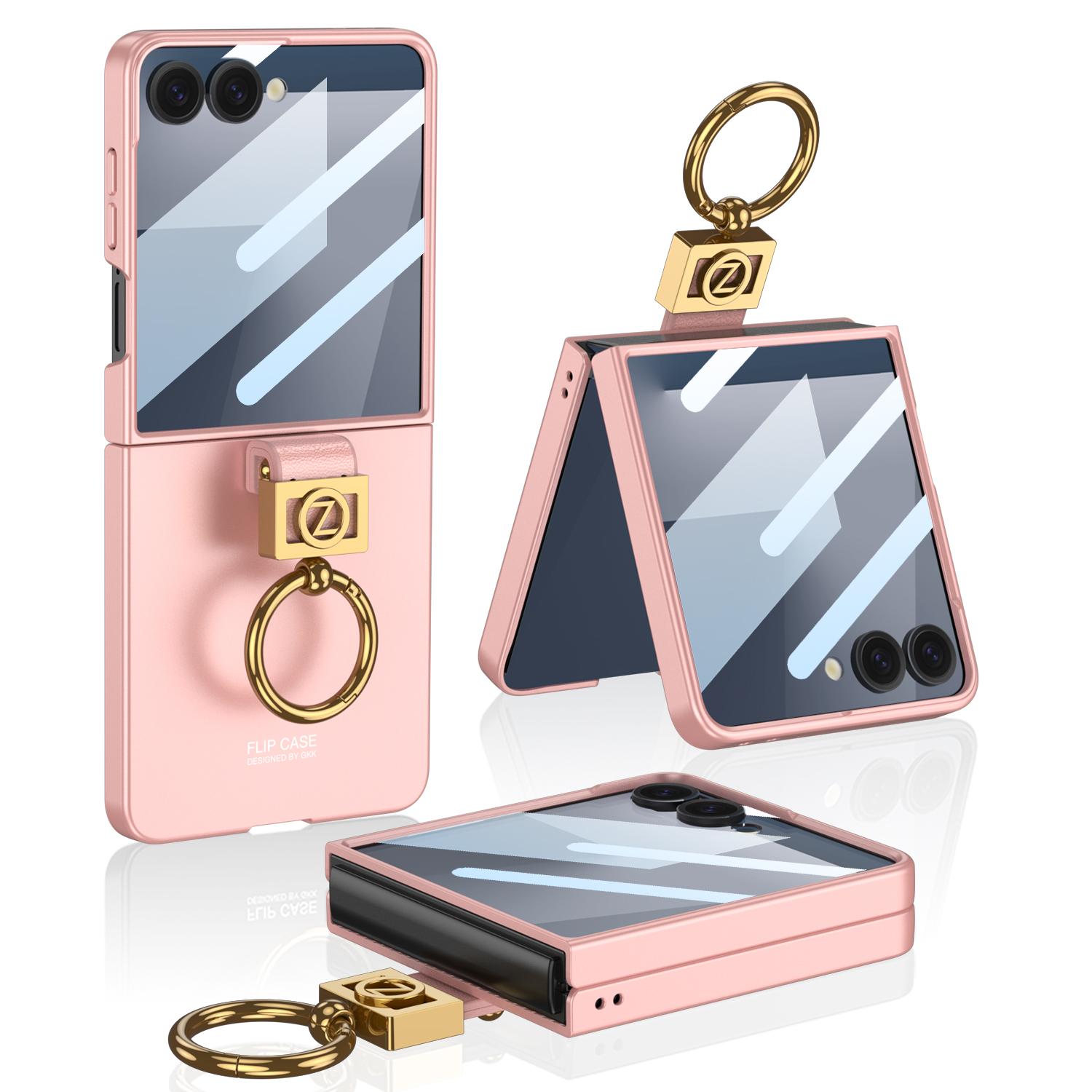 

GKK Ultra-thin Ring Holder Case for Samsung Galaxy Z Flip 7 Case Outer Screen Glass Protective Matte Cover for Galaxy Z Flip7 Galaxy Z Flip7