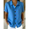 Spring Bohemian Style Short Sleeve Shirt With Padded Patching For Casual Office Wear