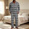 Men's Striped Pajama Set with Button Down Shirt and Pants - Loose Fit Casual Two Piece Sleepwear