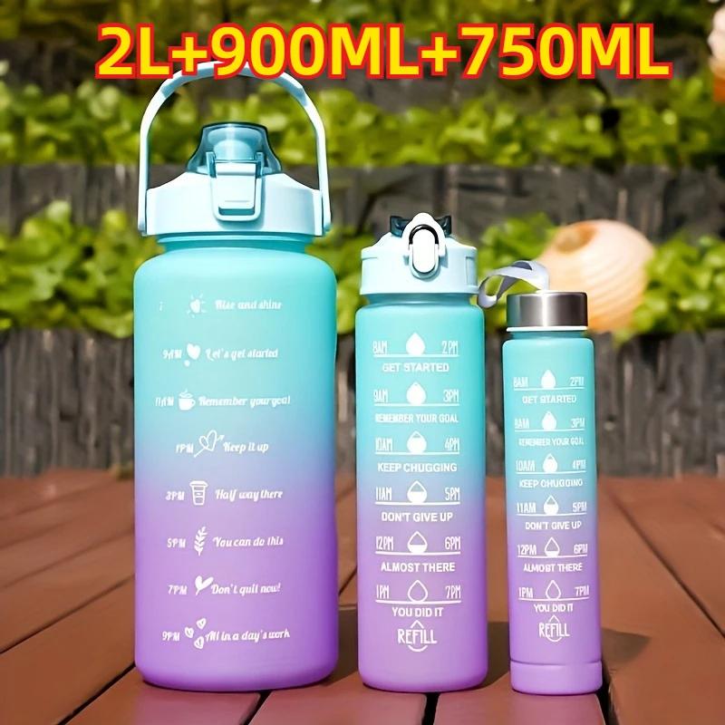 1-3PCS Sports Water Bottle for Running Drinking Bottle 2L Motivational with Time Marker Stickers Portable Reusable Plastic Cups