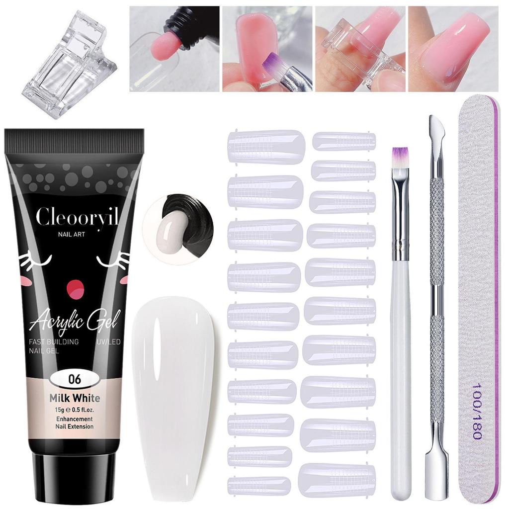 15ml Nail Art & Extension Gel Set with Nail Tips & Base Coat