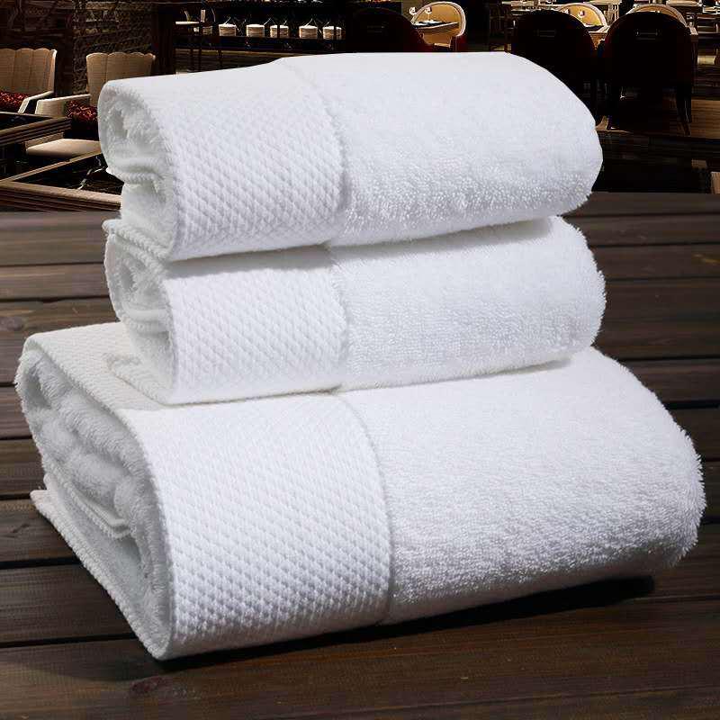 Luxury Thickened Pure Cotton White Bath Towel with Embroidered Logo for Hotels and Salons Towel 35*75cm/150g белый