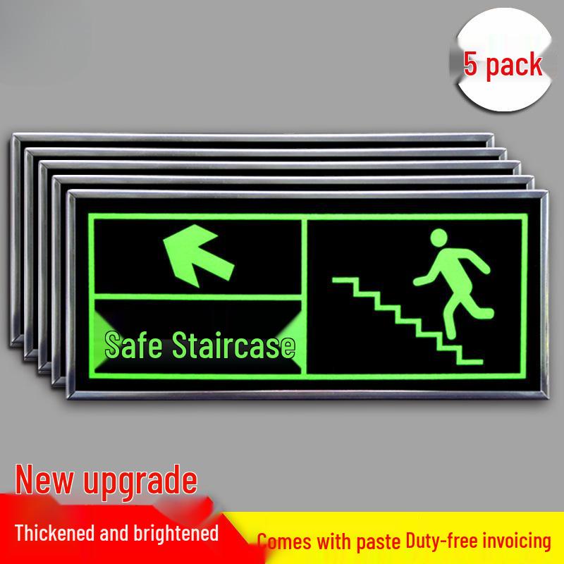 Glow-in-the-Dark Fire Exit Safety Sticker - No Electricity Needed for Stairwell Evacuation
