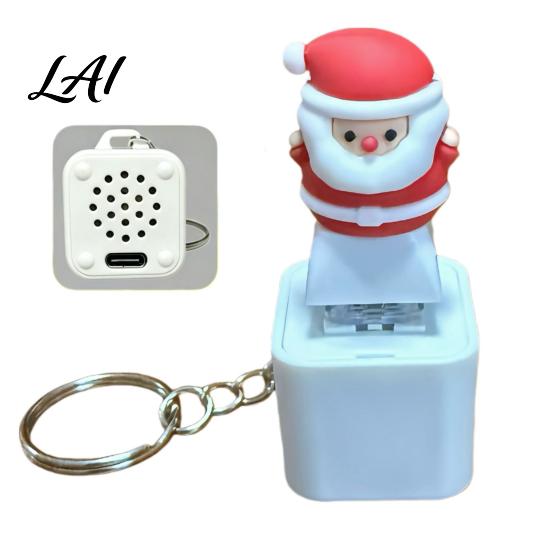 Christmas Light Up Toy Santa Sound Keychain Interactive Glowing Ornament with Festive Tunes Holiday Stocking Stuffer for Kids USB-C Rechargeable