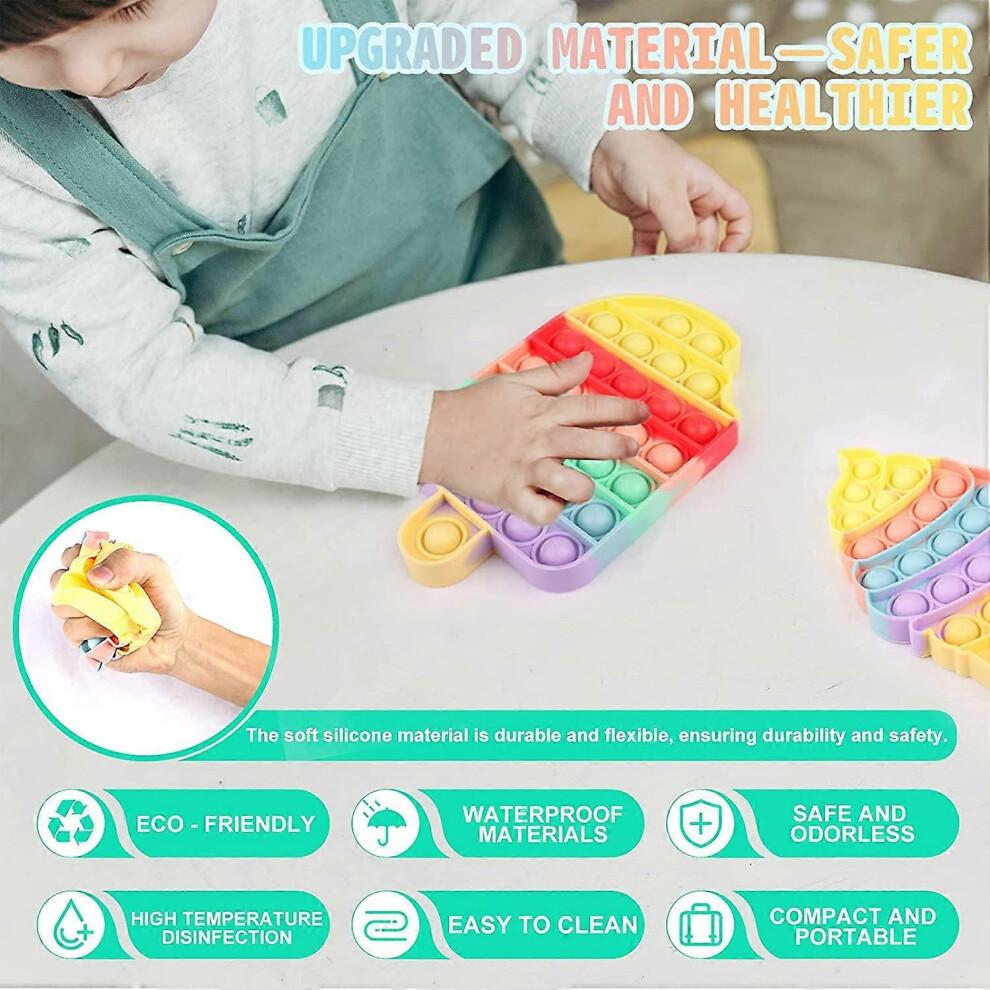 2PCS Push Bubble Pop Fidget Sensory Toy, Autism Special Needs Silicone Stress Reliever Toy, Anti-Anxiety Squeeze Se