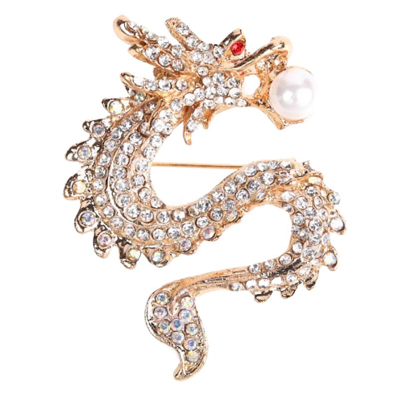 Creative  Personality Chinese Dragon Zodiac Brooch Pin Badge For Women Man Suit Decoration  Clothes Jewelry Gift