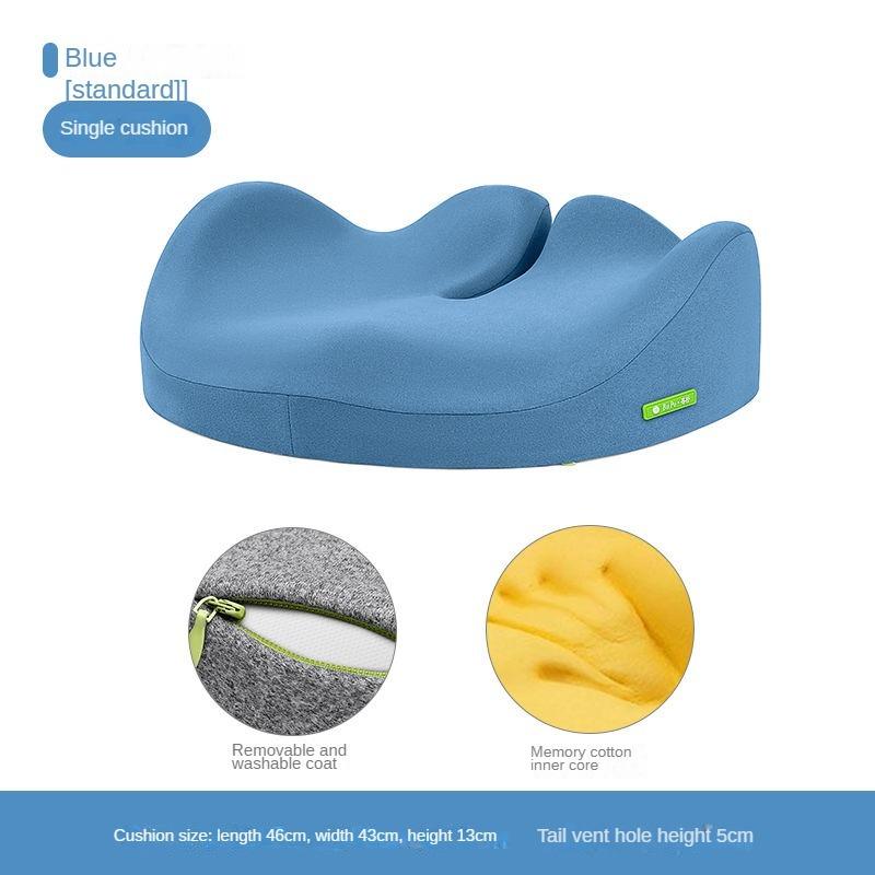 

Подушка для офисного кресла с эффектом памяти, поддерживающие подушечки для автомобильного сиденья, массажная подушка для ягодиц, ортопедическая подушка для бедер, подушка для снятия боли в копчике 46x43x13cm синий