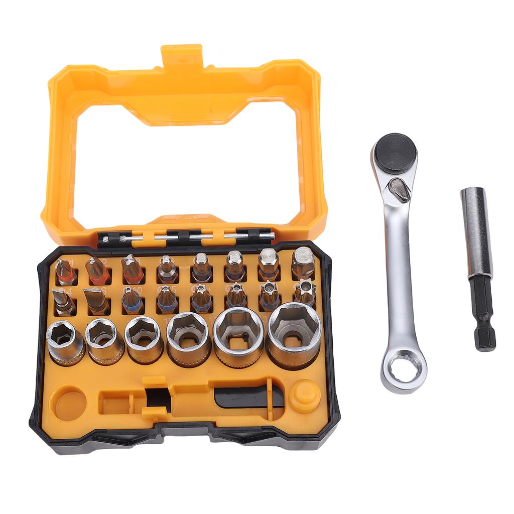 24Pcs Multi Function Ratchet Wrench Socket Screwdriver Set Double Headed Mini Ratchet Wrench Set for Furniture Assembly