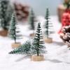 10Pcs Small Artificial Christmas Tree 5Cm Snow Covered Pine Simulation Decor for Holiday Party Centerpiece Tabletop Winter Scene