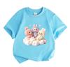 Cute Plush Bunny Printed Kids 100% Cotton T-Shirt, Boys Girls Soft Breathable Round Neck Short Sleeve Casual Tops, Adorable 3 Rabbit Pattern Summer Co