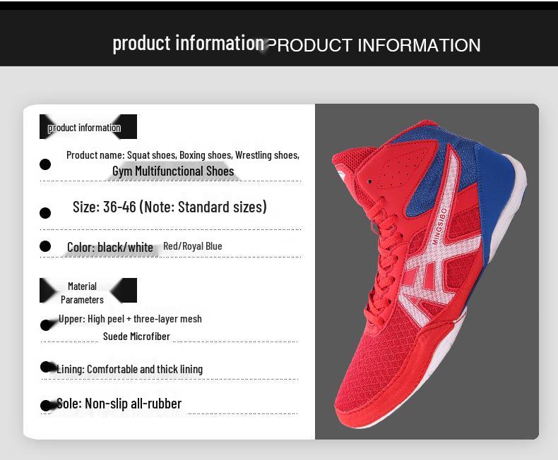 Men's Professional Wrestling & Boxing Shoes for Indoor Training and Competition