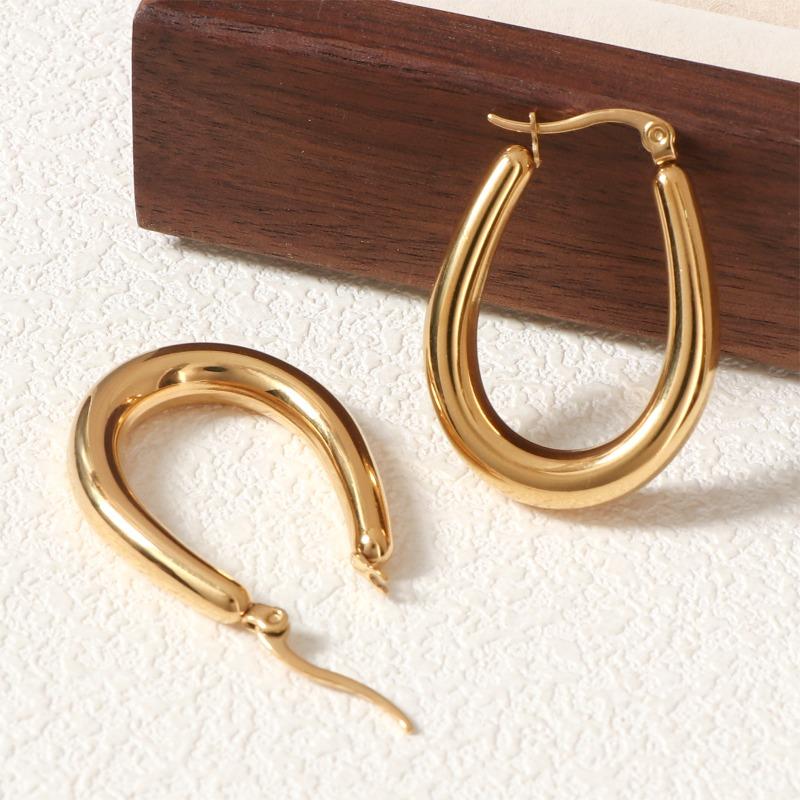 Autumn and Winter Titanium Steel Earrings Stainless Steel Gold-plated U-shaped Earrings Exaggerated Design Personalized Fashionable Earrings