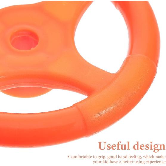 Universal Orange Plastic Steering Wheel Toy for Kids, Compatible with Rocking Cars, Bumper Cars, Go-Karts, Easy To Install, 6.49 Inch, Essential