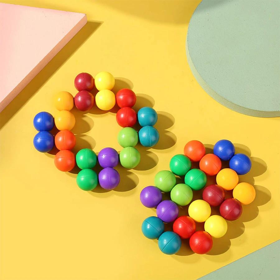 Fidget Toy Educational Color Ball 3D Puzzle Montessori Game Matching Shape Toy for Children Training Sensory Kids Adult Gift